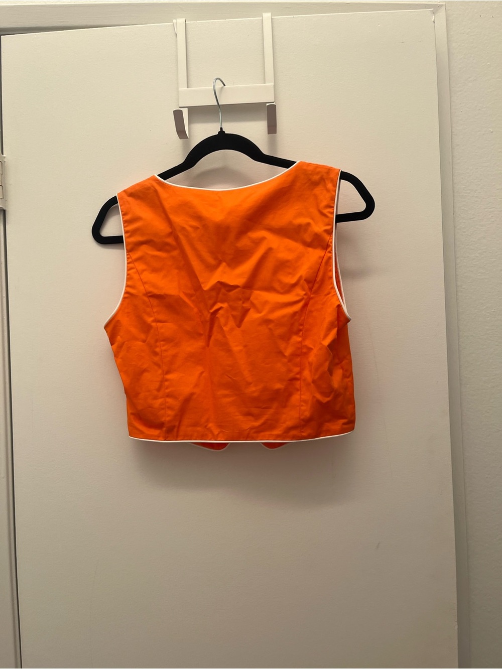 Cropped Orange Button Tank with White Piping and Matching Shorts Set - Picture 5 of 5